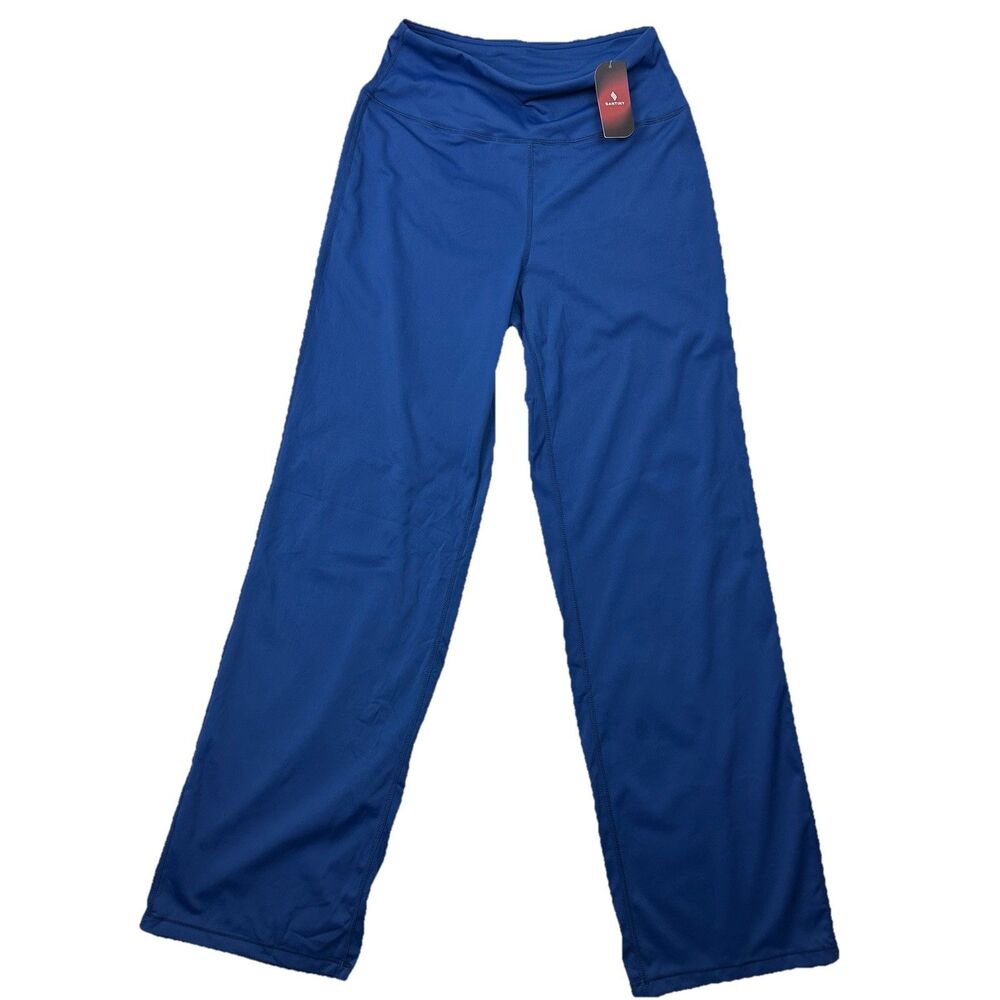 Santiny Wide‎ Leg Pants Blue Size S 30.5 11x29 High Rise Yoga Lounge Stretch